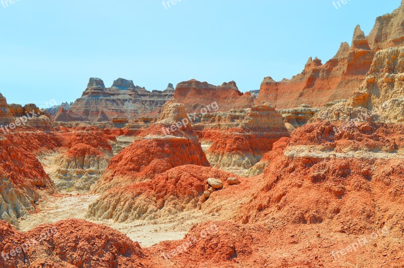 Badlands Sandy Rocks Colorful Nature Free Photos