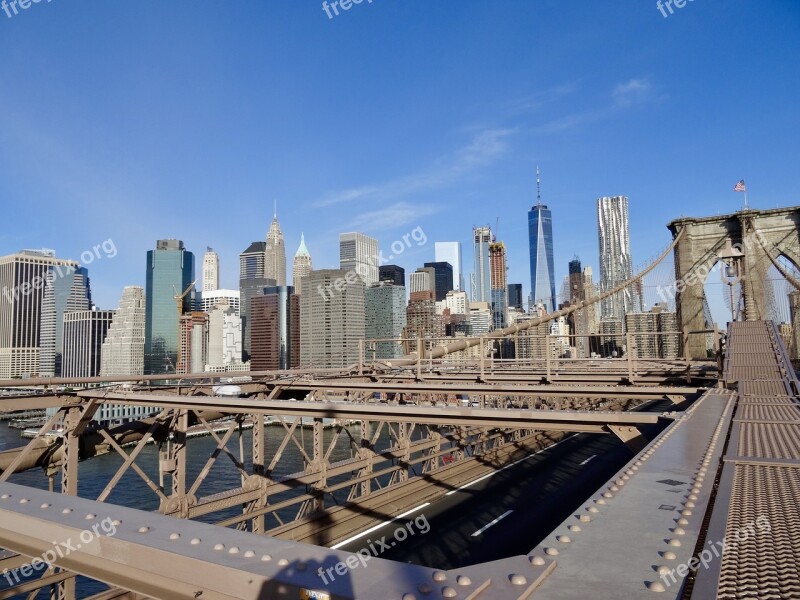 Brooklyn Bridge New York City Usa Bridge Urban