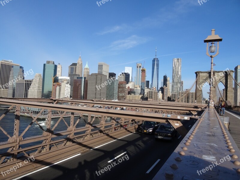 Brooklyn Bridge New York City Usa Bridge Urban