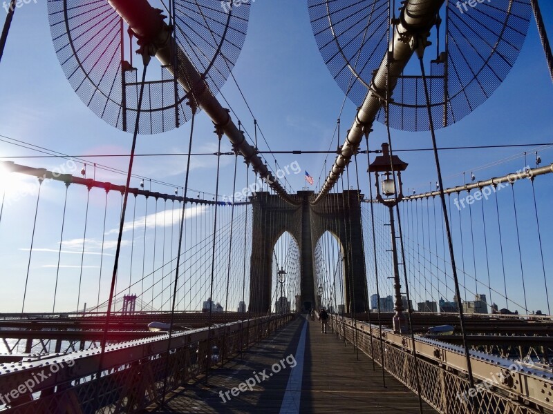 Brooklyn Bridge New York City Usa Bridge Urban