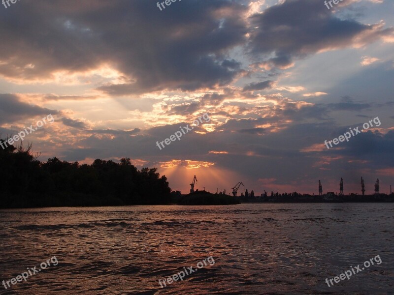 Sunset Kherson Dnieper River Sky