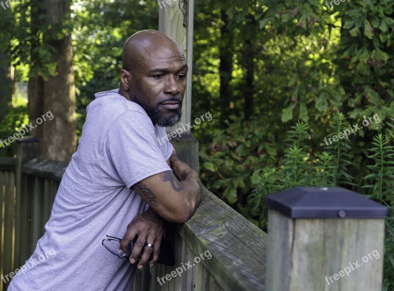 Depression Sadness Solitude Reflection Black Man