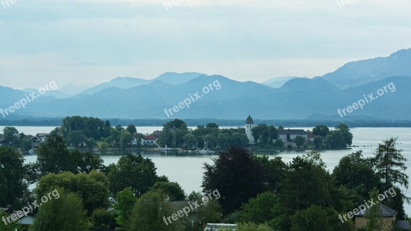 Landscape Upper Bavaria Chiemsee Island Ladies Island