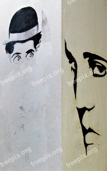 Grafitti Wall Charlie Chaplin Penang Free Photos