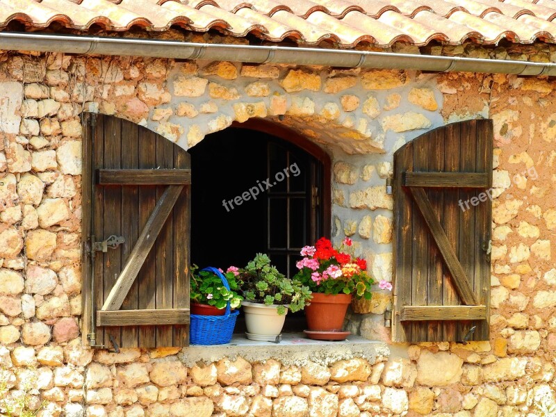 Window Flowers Shutters France Southern Europe