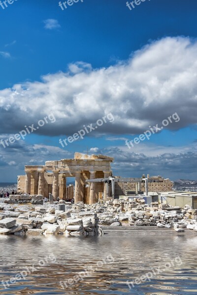 Athens Flood Greece Acropolis Temple