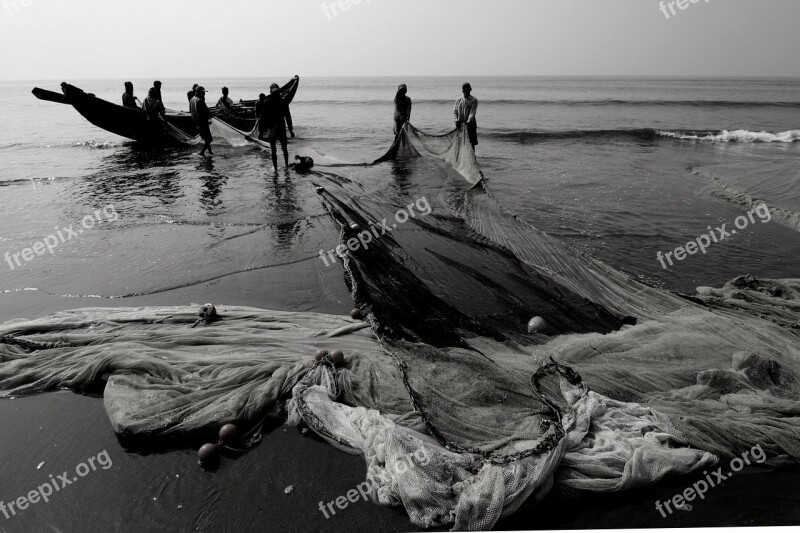 People Fishing Net Free Photos