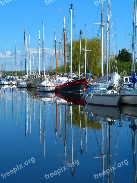 Exeter Canal Reflections Yachts Boats Water