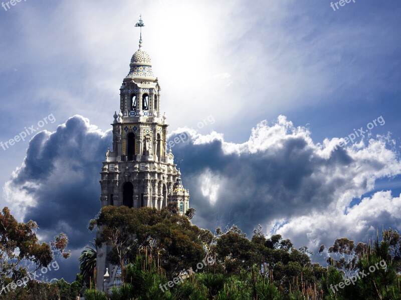 Temple Cathedral Catholic Clouds California