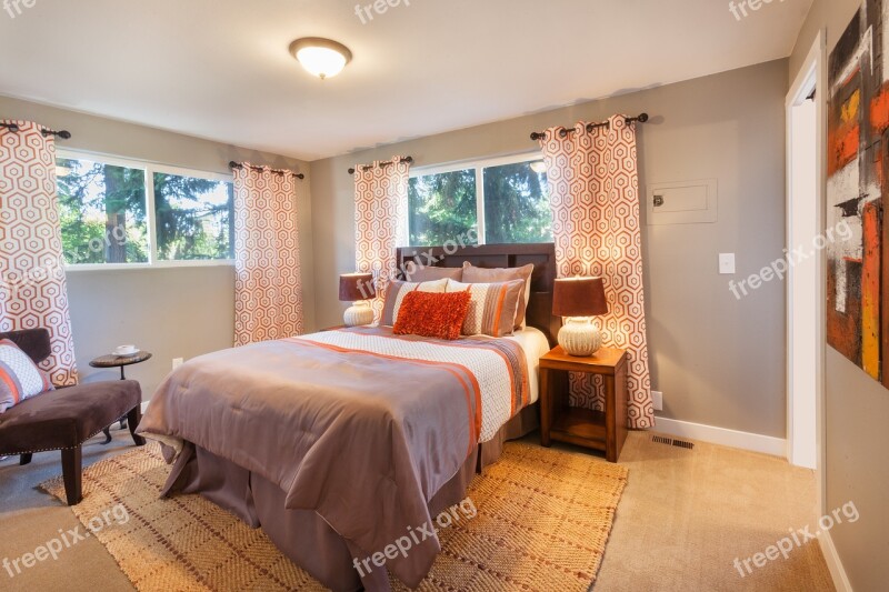 Bed Bedroom Staging Curtains Blanket