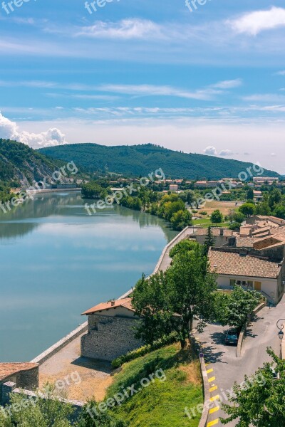 River France Landscape Old City Mountain