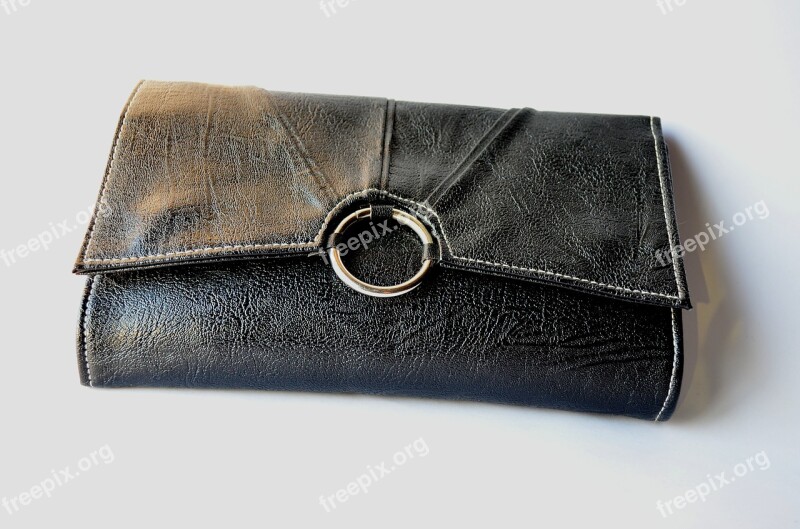 Wallet Black Clutch Purse Leather