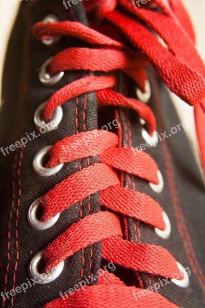 Converse Laces Black Shoes Red