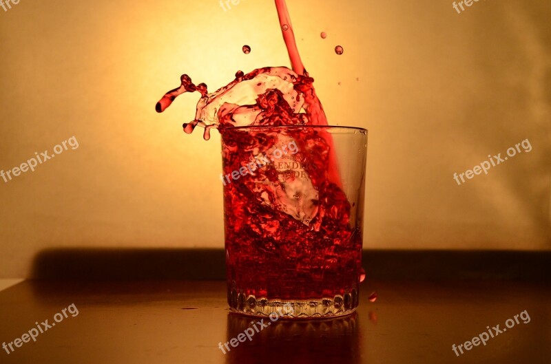 Splash Glass Liquid Red Pouring