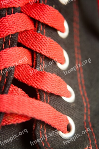 Laces Black Shoes Red Sneakers