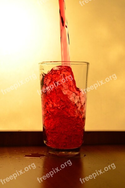 Glass Liquid Red Pouring Alcohol