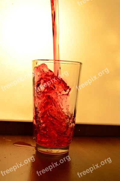 Glass Liquid Red Pouring Alcohol