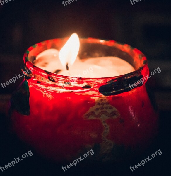 Candle Fire Candlestick Red Darkness