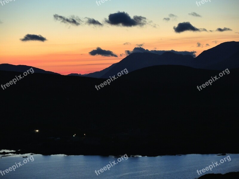 Connemara Sunset Lake Mountains Free Photos