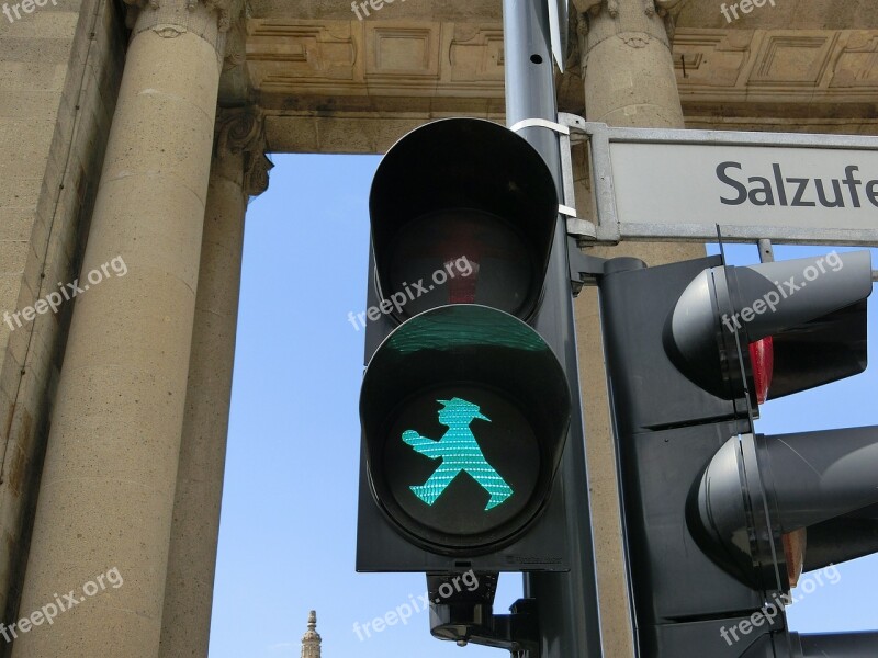 Little Green Man Green Males Traffic Lights Berlin