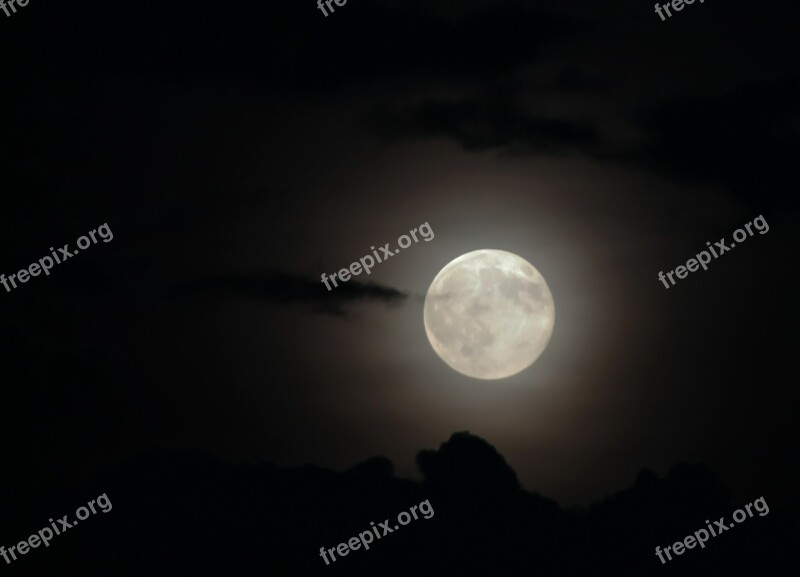 Moon Full Moon Cloud At Night Dark