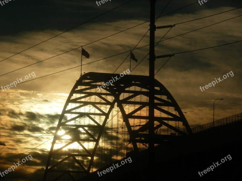 Fremont-bridge Bridge Portland Sunset Sun