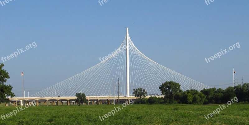 Signature Bridge Dallas Texas Cable Skyline