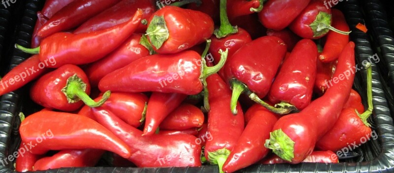 Hot Red Peppers Peppers Chili Spicy Fresh