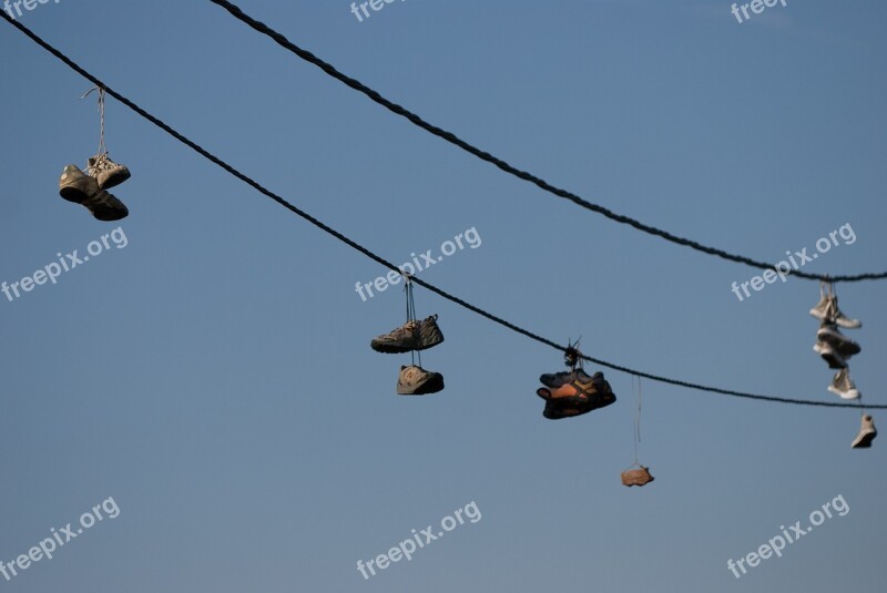 Sneakers Rope Hanging Sky Line