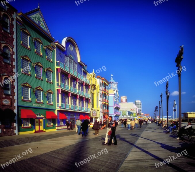 Atlantic City New Jersey Boardwalk Buildings Shops