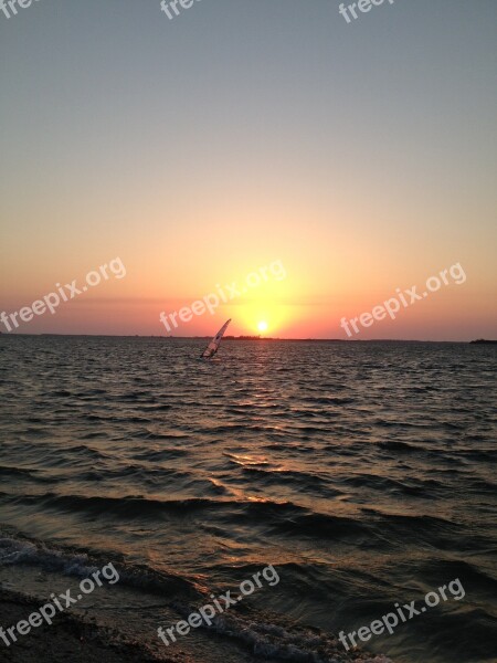 Sailing Sunset Ocean Sea Sky