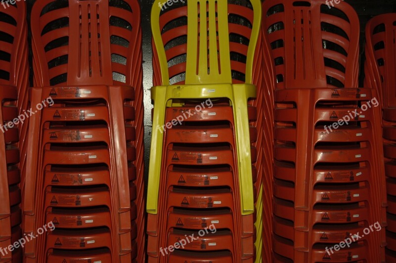 Chairs Stack Red Yellow Free Photos