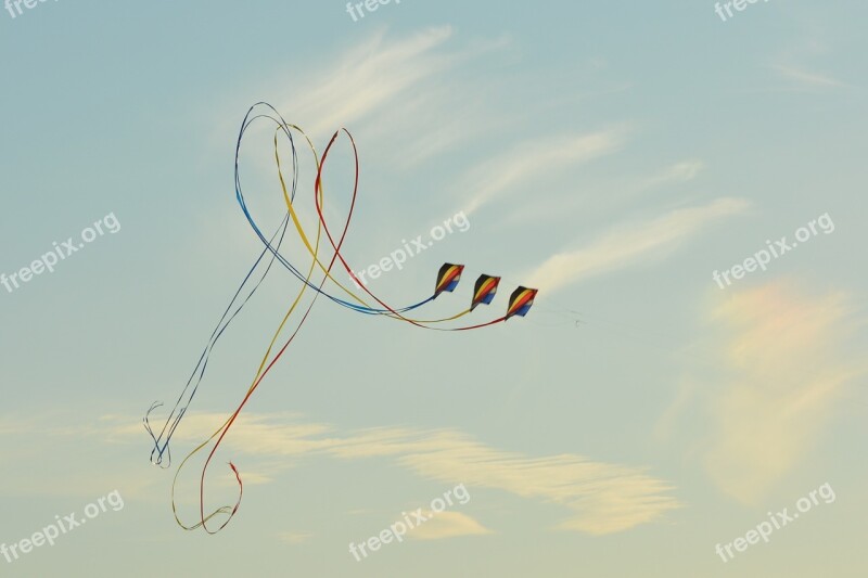 Wind Kite Blue Sky Air Clouds Free Photos