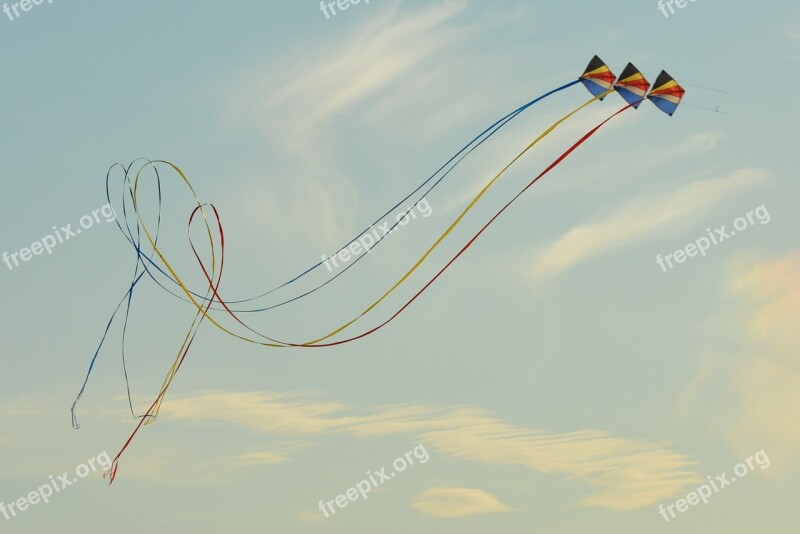 Wind Kite Blue Sky Air Clouds Free Photos