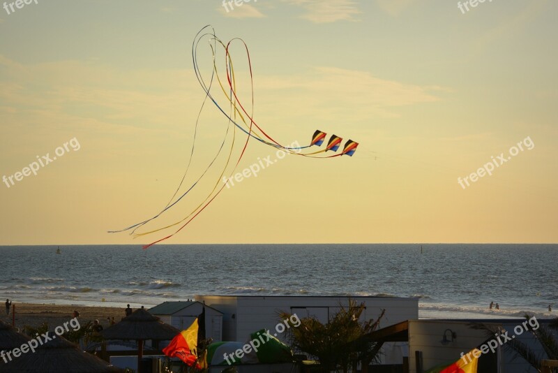 Wind Kite Blue Sky Air Clouds Sea