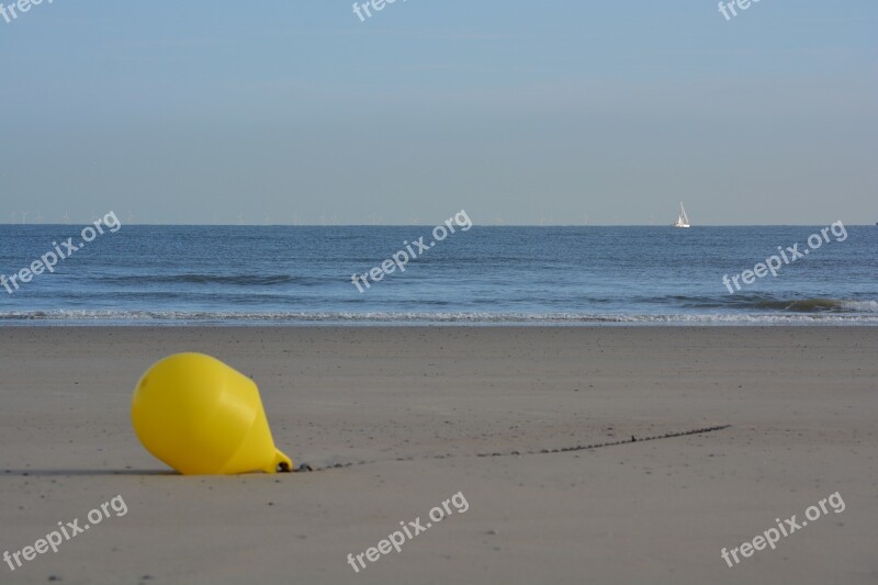 Buoy Sea Beach Yellow Buoy Free Photos