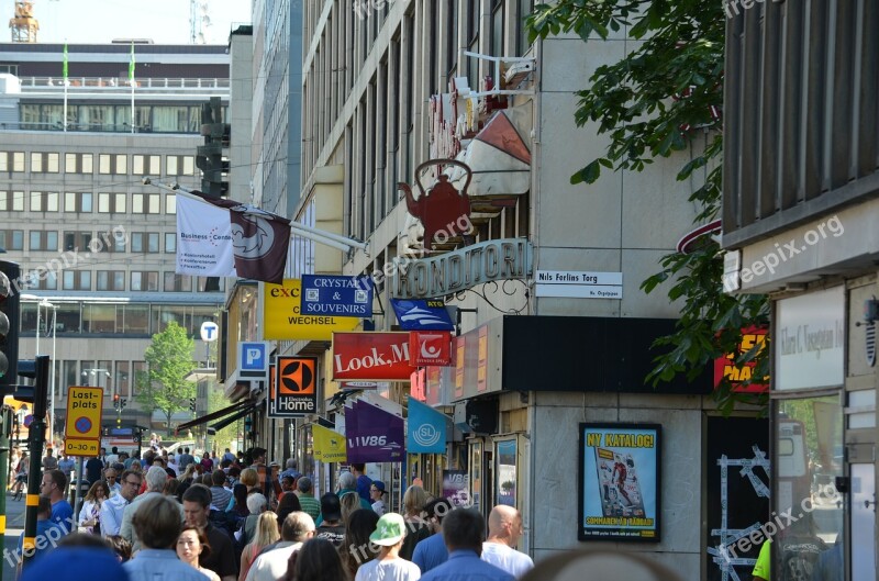 Stockholm Summer Street Tourists Free Photos