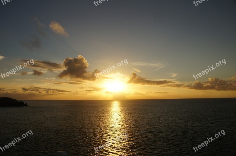 Sunset Sea Caribbean Free Photos