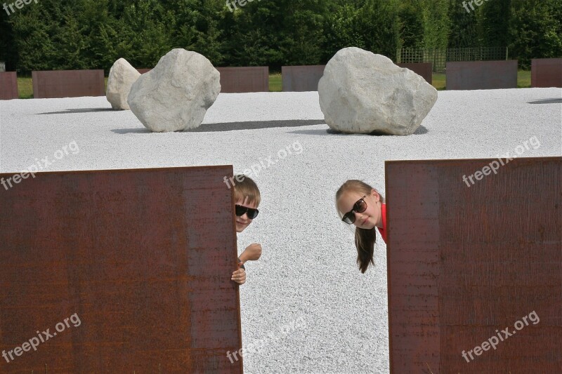 Children Playing Boy Girl Hiding