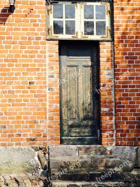 Wooden Door Brick Red Window Building