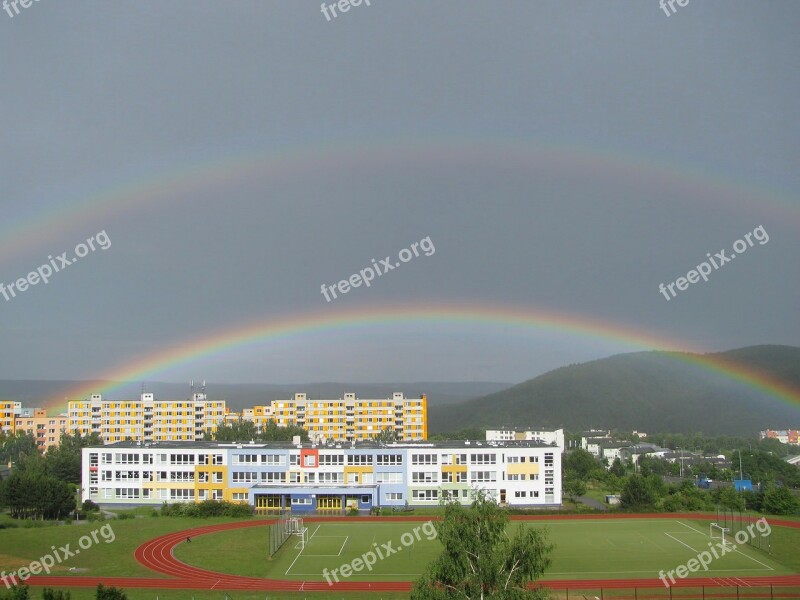 Rainbow Sky Landscape Outdoor Colorful