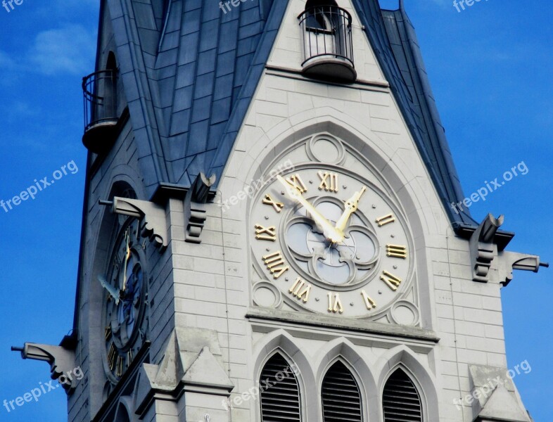 Church Amriswil Steeple Clock Tower Free Photos