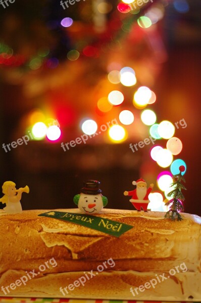 Christmas Cake Bokeh Figurines Santa