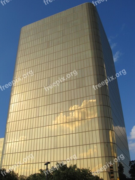 Glass Facade Office Building Dallas Windows Reflection