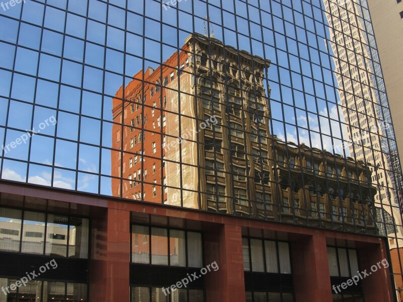 Glass Facade Windows Reflection Pattern Geometric