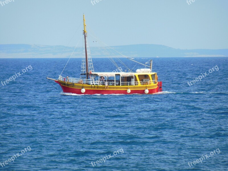 Croatia Island Of Krk Ship Blue Sky Water