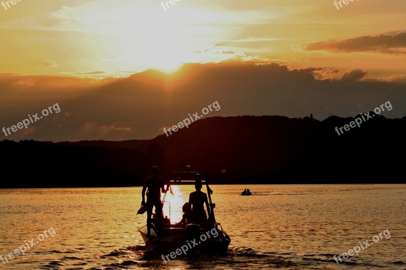 Dlrg Sun Setting Sunset Boat