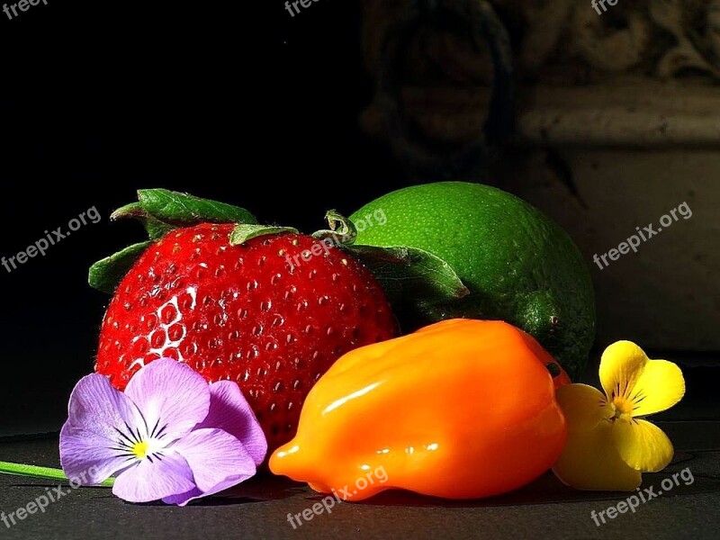 Peppers Limes Strawberries Srawberry Fruits