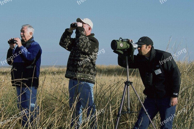 Birdwatching Stand Group Men Male