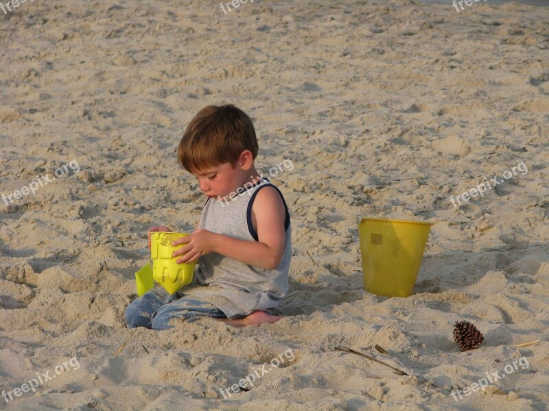 Beach Castle Sand Building Boy